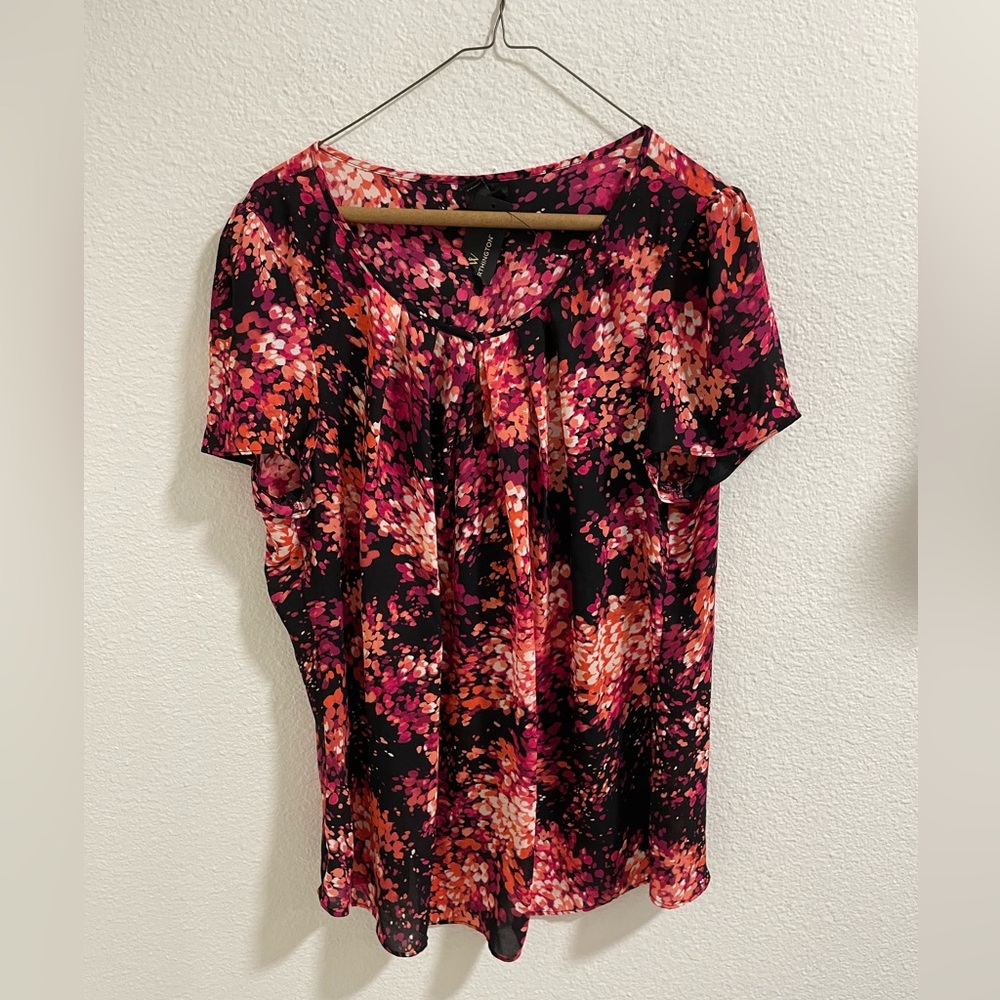 Worthington Multicolor Floral Blouse - Pink and Black